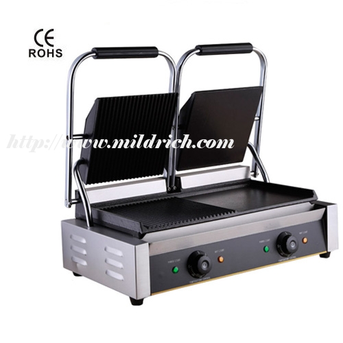 MT-813B Grooved On Left & Flat On Right Panini Grill